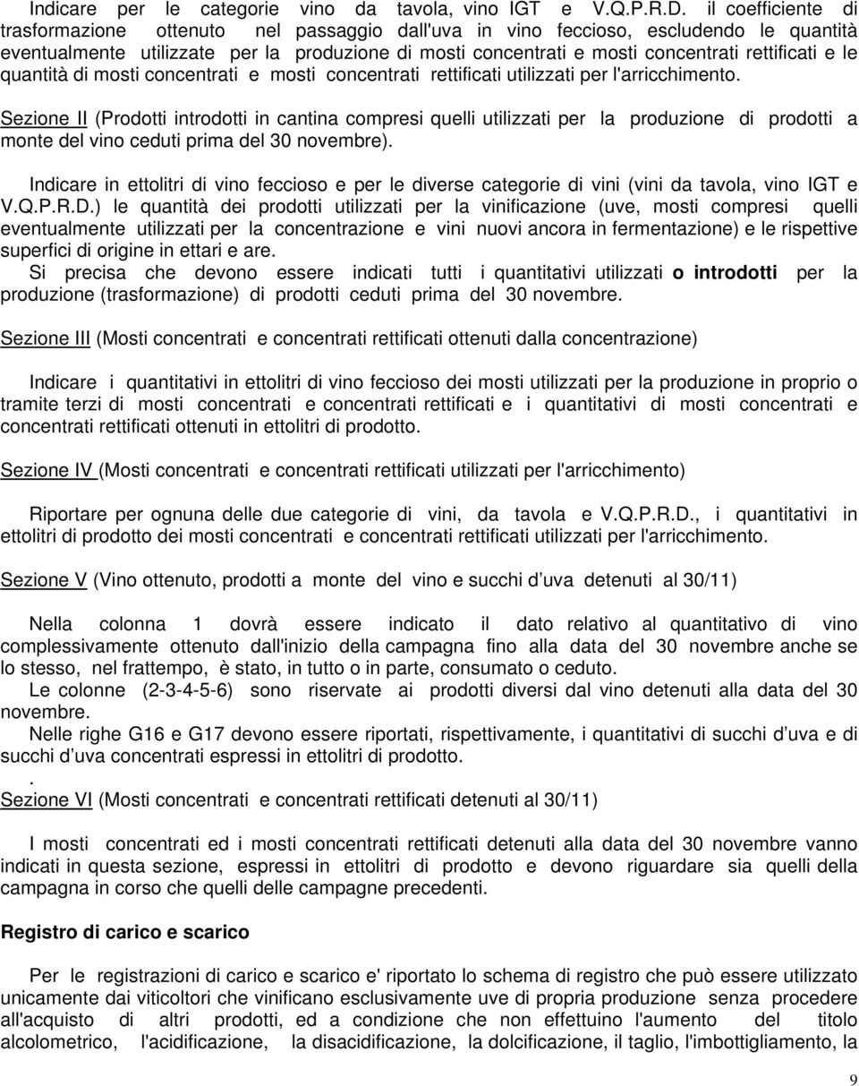 rettificati e le quantità di mosti concentrati e mosti concentrati rettificati utilizzati per l'arricchimento.