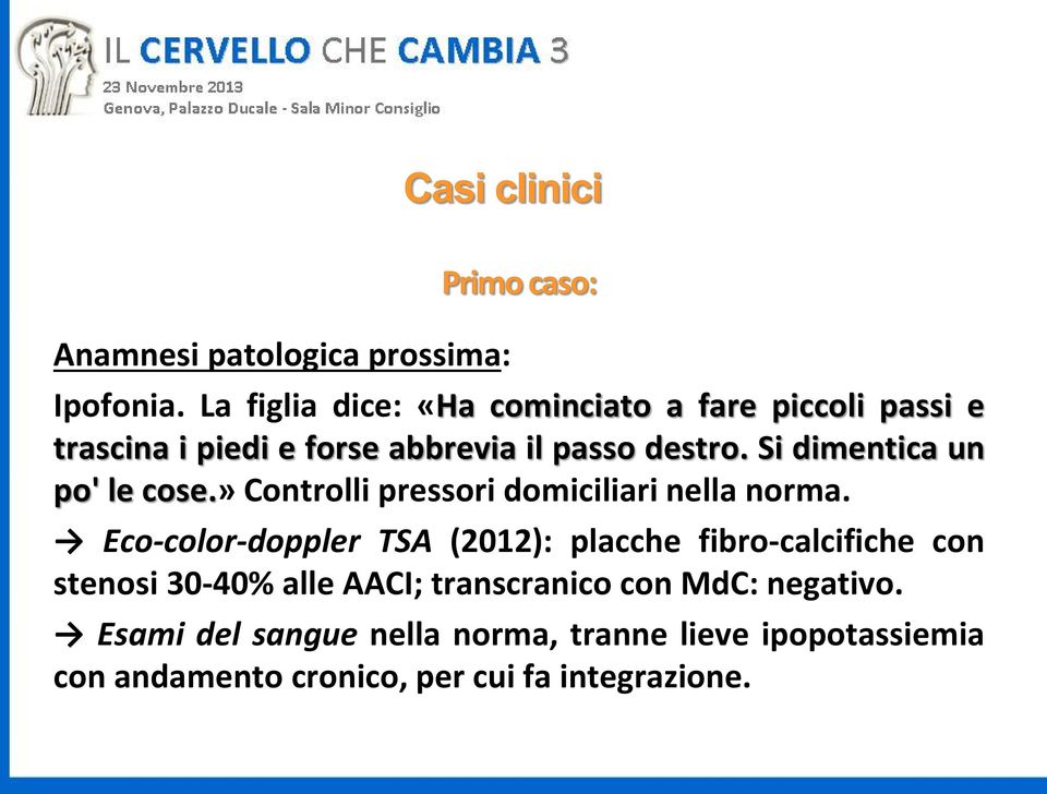 Si dimentica un po' le cose.» Controlli pressori domiciliari nella norma.