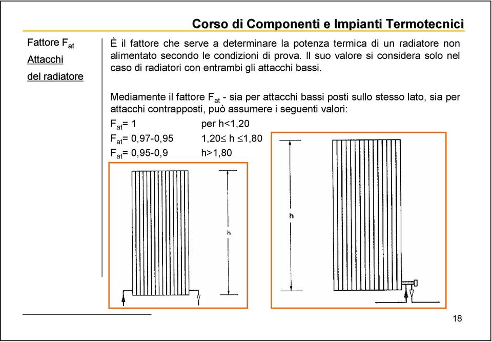 Il suo valore si considera solo nel caso di radiatori con entrambi gli attacchi bassi.