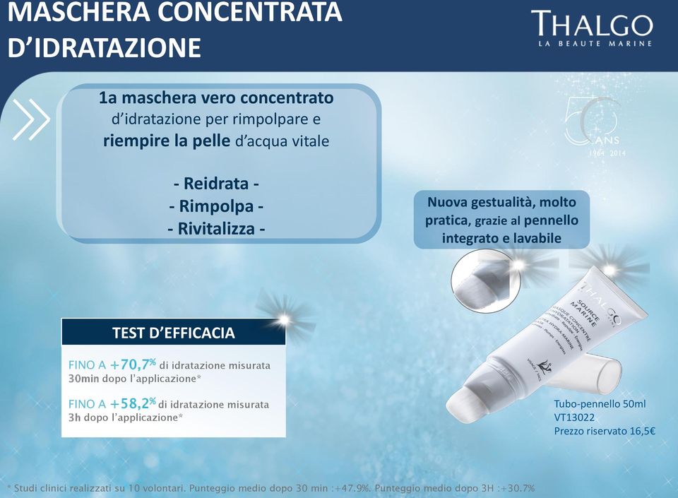 +70,7 % di idratazione misurata 30min dopo l applicazione* FINO A +58,2 % di idratazione misurata 3h dopo l applicazione* Tubo-pennello