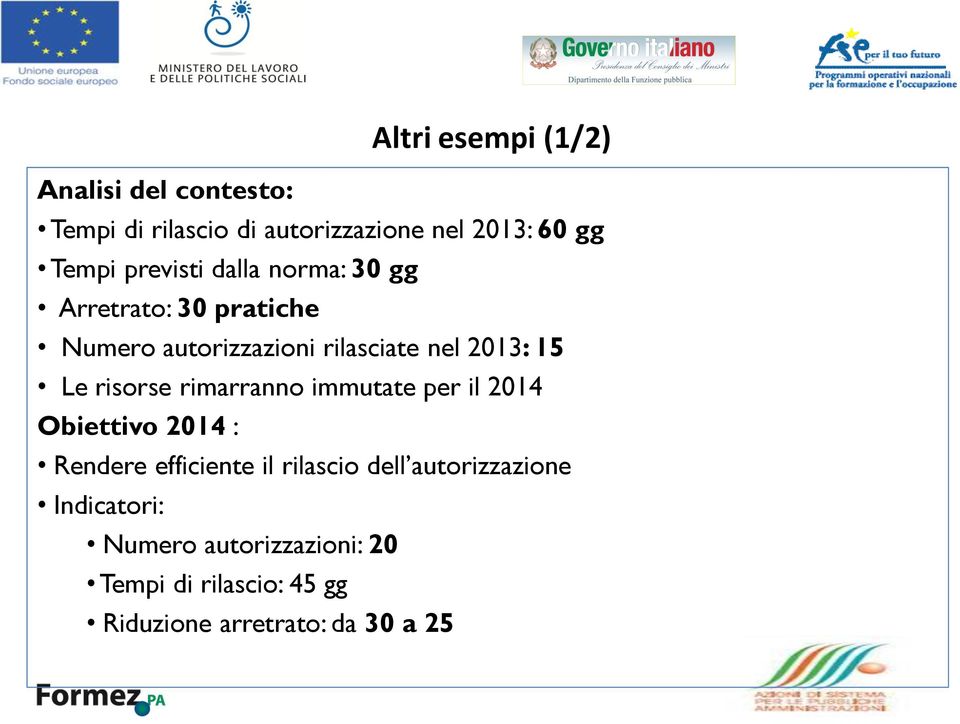 risorse rimarranno immutate per il 2014 Obiettivo 2014 : Rendere efficiente il rilascio dell