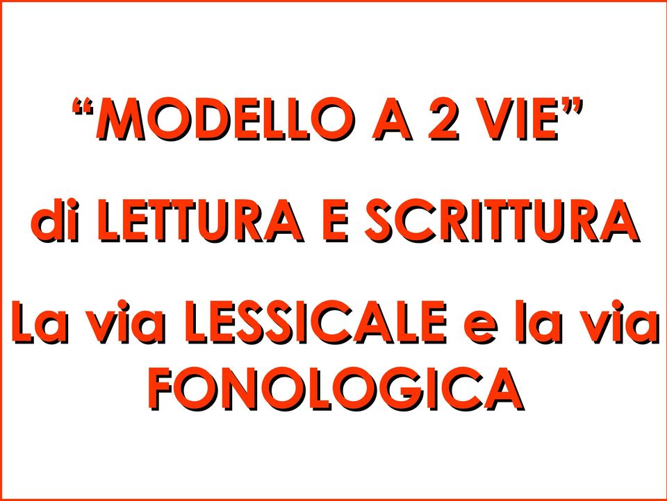 grafema-fonema SEMANTICO La via LESSICALE e la via La via Lessico fonologico LESSICALE di Lessico e ortografico la via uscita di