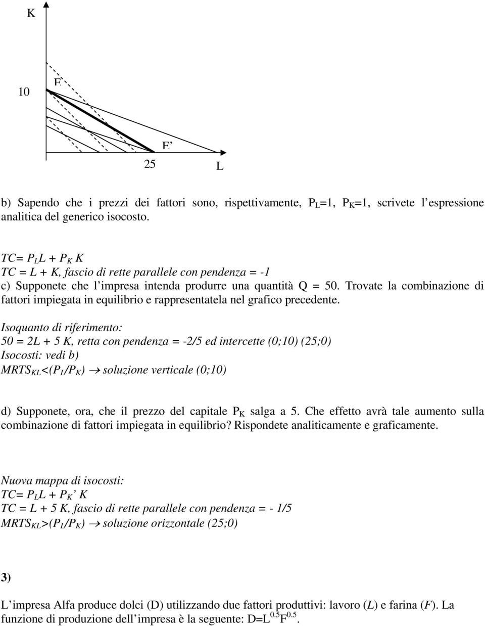 Trovate la combinazione di fattori impiegata in equilibrio e rappresentatela nel grafico precedente.