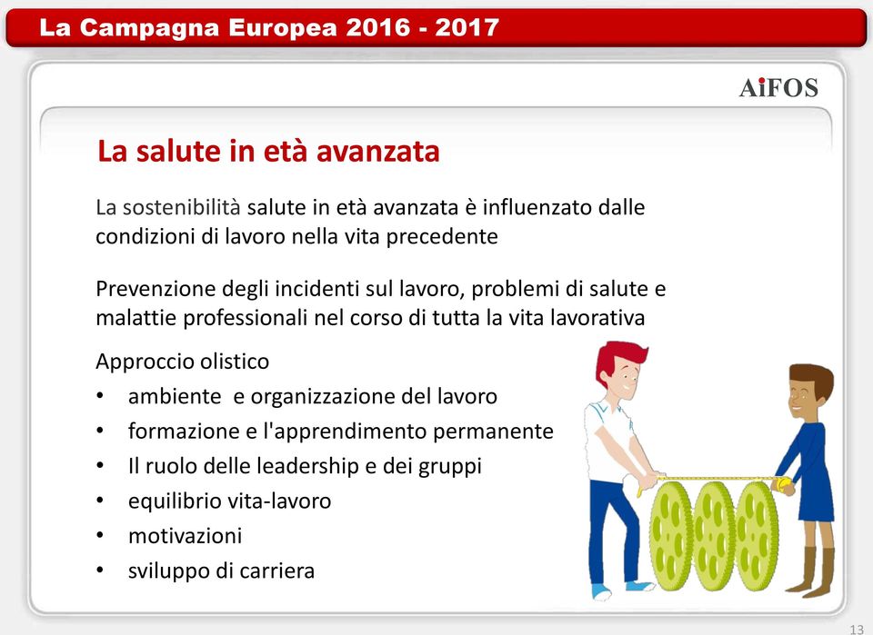 professionali nel corso di tutta la vita lavorativa Approccio olistico ambiente e organizzazione del lavoro formazione