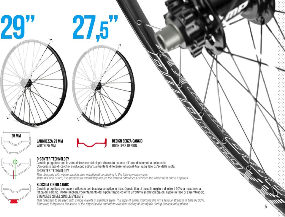 D-CENTER TECHNOLOGY Rim designed with nipple traction area misaligned comparing to the tube symmetry axis.