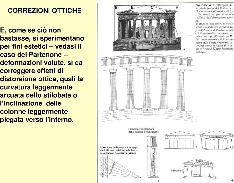 effetti di distorsione ottica, quali la curvatura leggermente arcuata dello