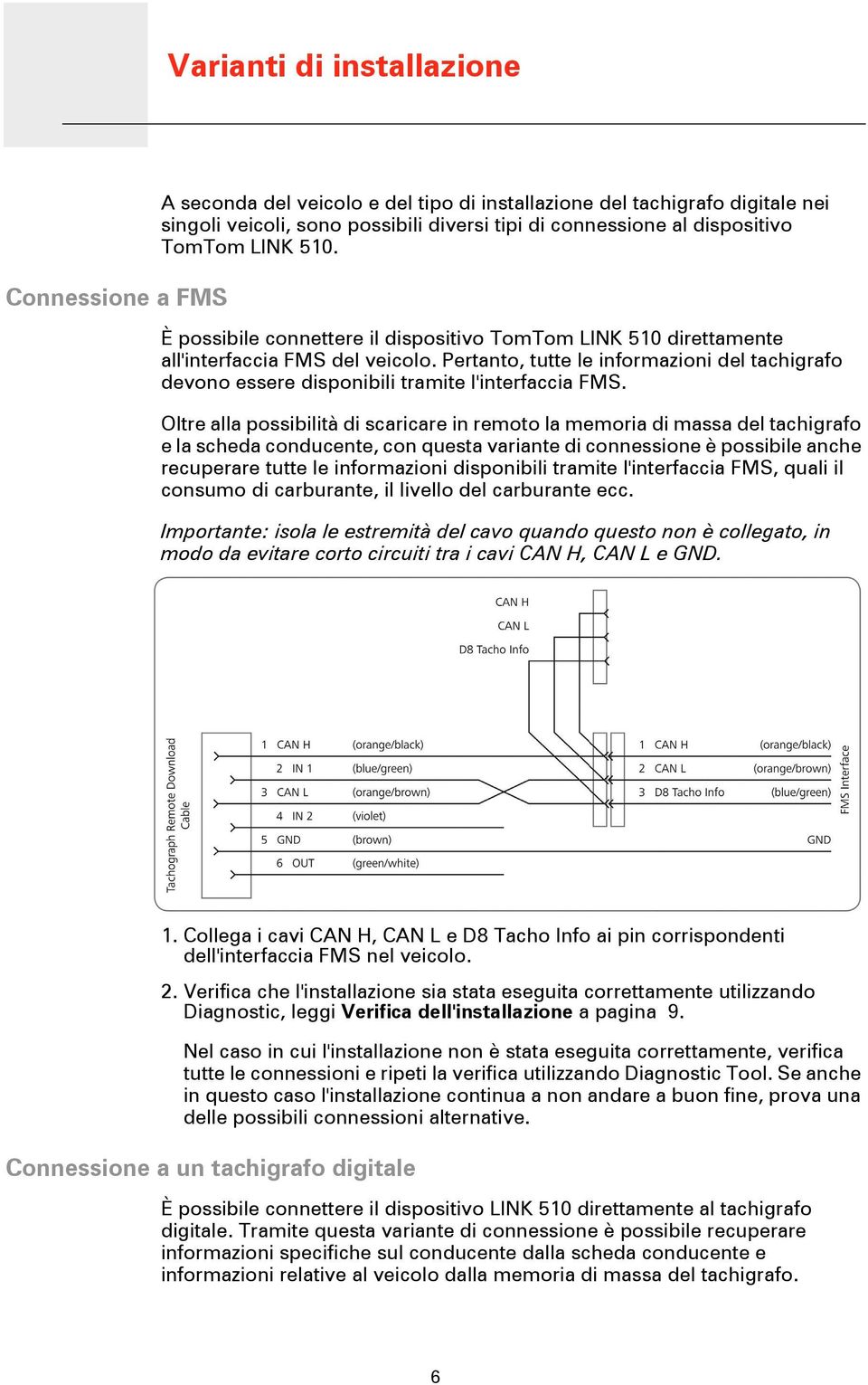 Pertanto, tutte le informazioni del tachigrafo devono essere disponibili tramite l'interfaccia FMS.