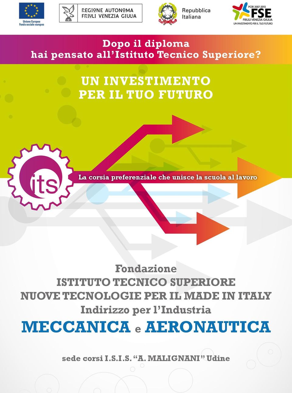 UN INVESTIMENTO PER IL TUO FUTURO La corsia preferenziale che unisce la scuola al lavoro