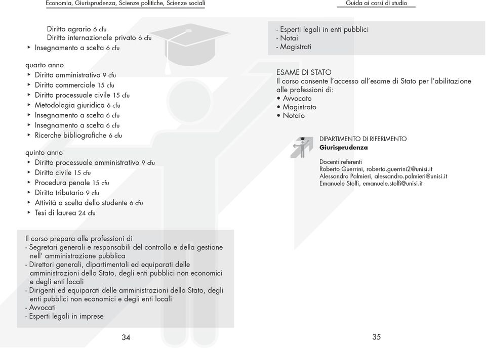 penale 15 cfu Diritto tributario 9 cfu Attività a scelta dello studente 6 cfu Tesi di laurea 24 cfu - Esperti legali in enti pubblici - Notai - Magistrati ESAME DI STATO Il corso consente l accesso