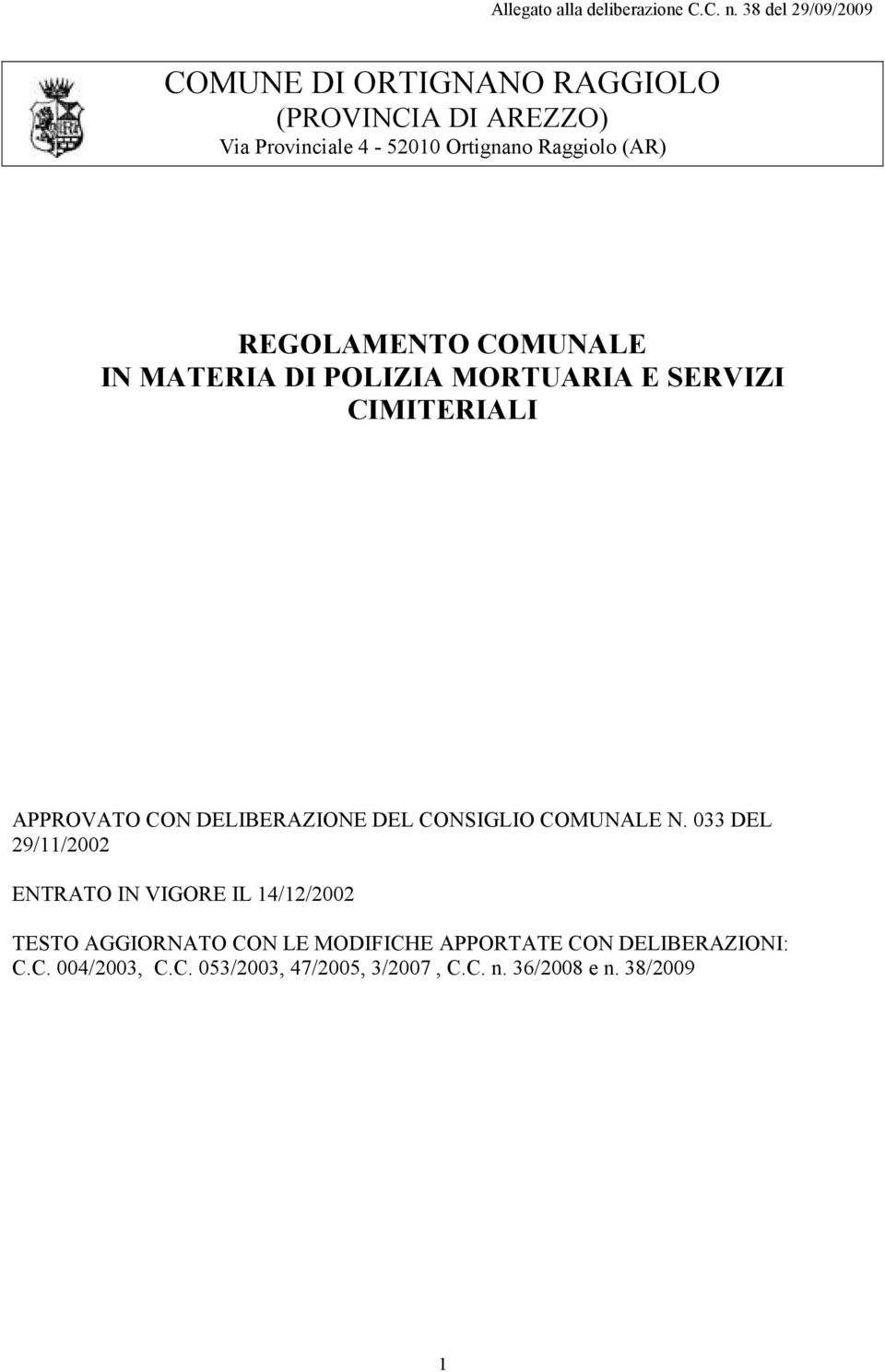 DEL CONSIGLIO COMUNALE N.