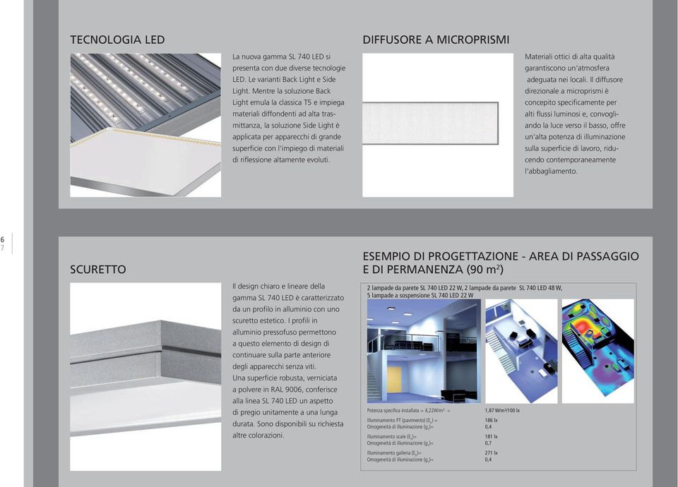 materiali di riflessione altamente evoluti. Materiali ottici di alta qualità garantiscono un atmosfera adeguata nei locali.