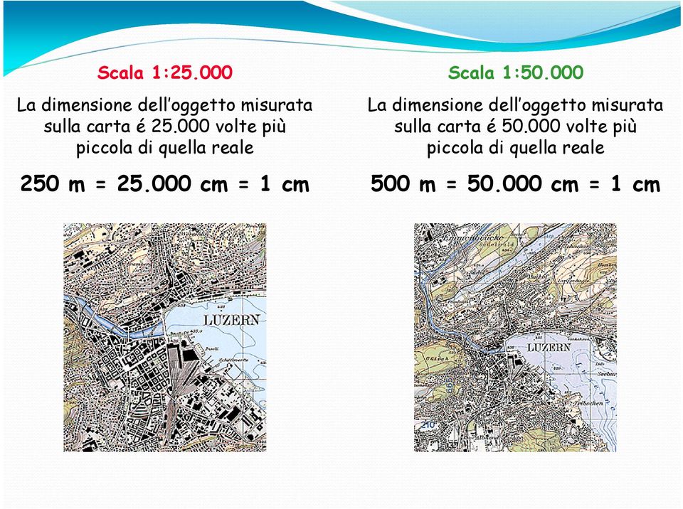 000 volte più piccola di quella reale 250 m = 25.