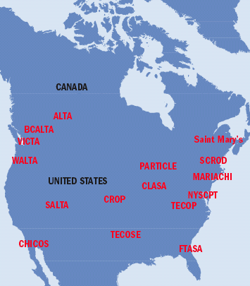 NALTA Network Most of the major groups in Canada and USA have formed a loose collaboration (North American Largearea Time Coincidence Arrays) with more than 100 detector stations