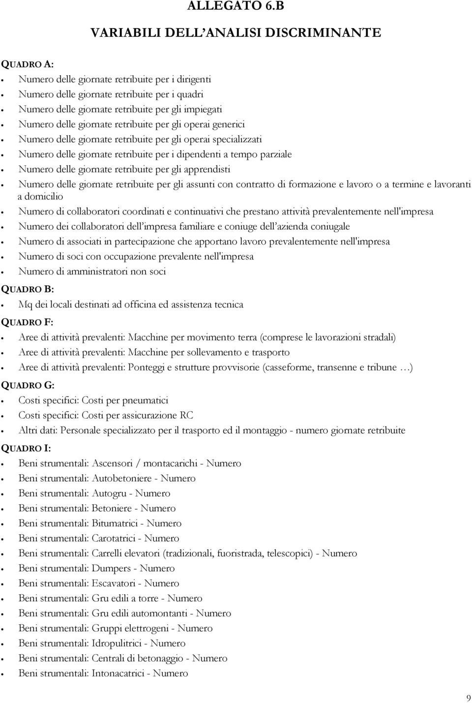 Numero delle giornate retribuite per gli operai generici Numero delle giornate retribuite per gli operai specializzati Numero delle giornate retribuite per i dipendenti a tempo parziale Numero delle