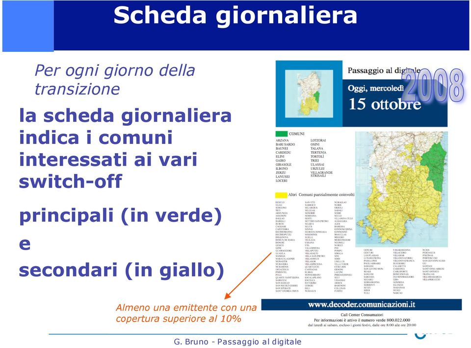 verde) e Per ogni giorno della transizione secondari