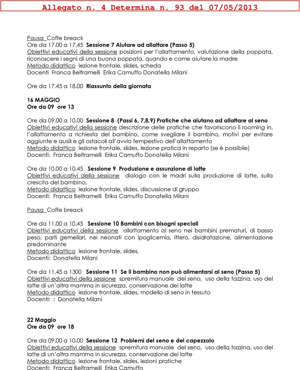 aiutare la madre Metodo didattico lezione frontale, slides, scheda Docenti Franca Beltramelli Erika Camuffo Donatella Milani Ore da 17.45 a 18.