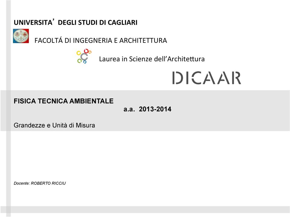 dell Archite?ura FISICA TECNICA AMBIENTALE a.