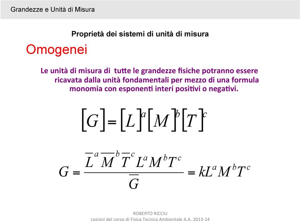 fondamentali per mezzo di una formula monomia con esponen< interi posi<vi
