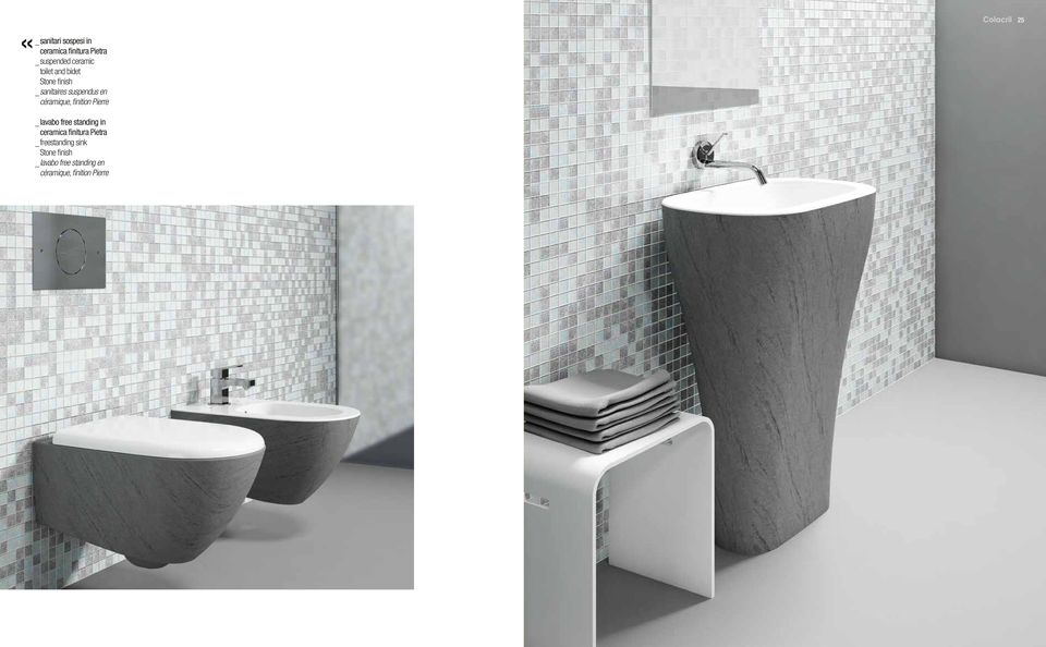 finition pierre _ lavabo free standing in ceramica finitura pietra _