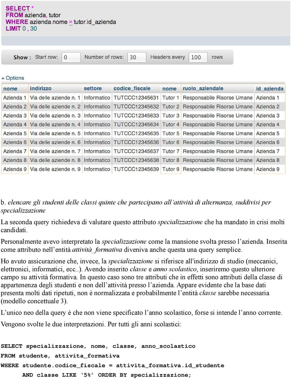 Inserita come attributo nell entità attività_formativa diveniva anche questa una query semplice.