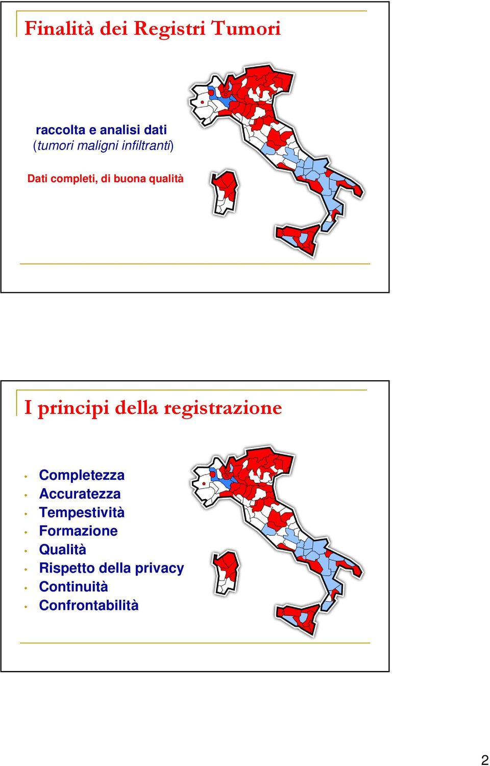 principi della registrazione Completezza Accuratezza