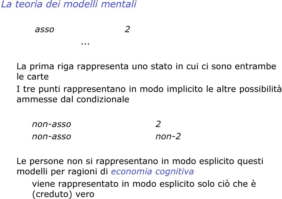 in modo implicito le altre possibilità ammesse dal condizionale non-asso 2 non-asso non-2 Le