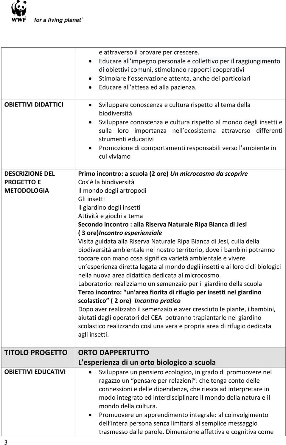 sulla loro importanza nell ecosistema attraverso differenti strumenti educativi Promozione di comportamenti responsabili verso l ambiente in cui viviamo Primo incontro: a scuola (2 ore) Un microcosmo