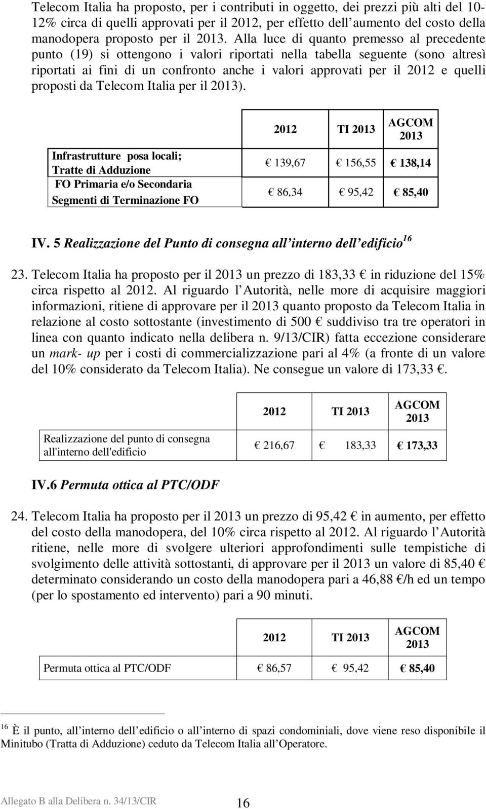 quelli proposti da Telecom Italia per il 2013).