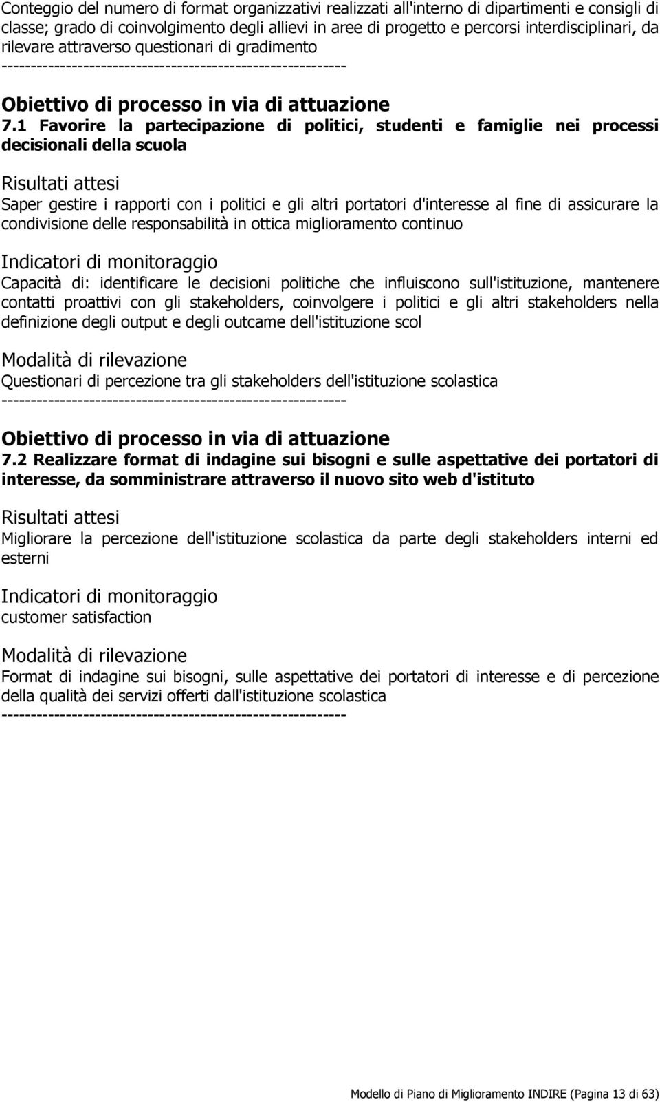 1 Favorire la partecipazione di politici, studenti e famiglie nei processi decisionali della scuola Risultati attesi Saper gestire i rapporti con i politici e gli altri portatori d'interesse al fine