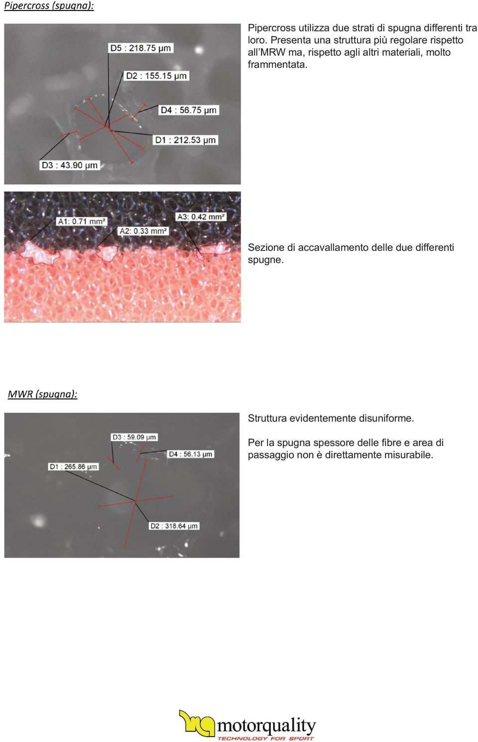 materiali, molto frammentata. Sezione di accavallamento delle due differenti spugne.