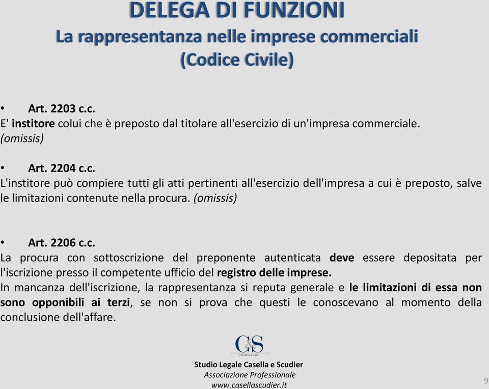 In mancanza dell'iscrizione, la rappresentanza si reputa generale e le limitazioni di essa non sono opponibili ai terzi, se non si prova che questi le conoscevano al momento