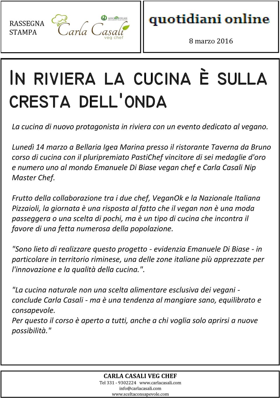 vegan chef e Carla Casali Nip Master Chef.