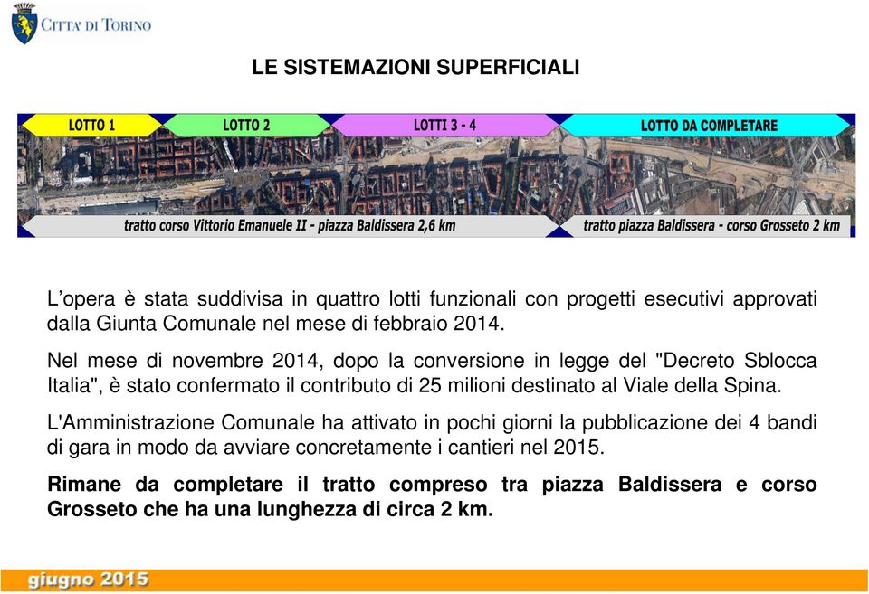 Nel mese di novembre 2014, dopo la conversione in legge del "Decreto Sblocca Italia", è stato confermato il contributo di 25 milioni destinato al