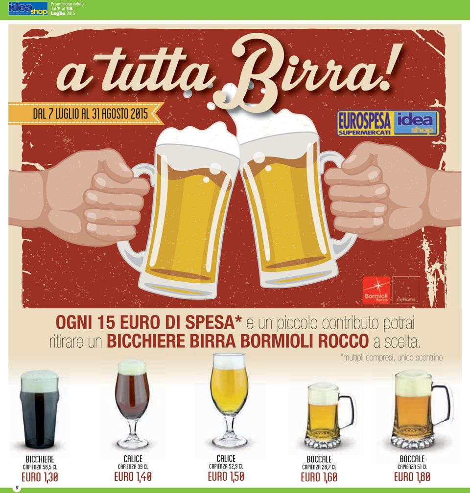 BICCHIERE BIRRA BORMIOLI ROCCO a scelta.