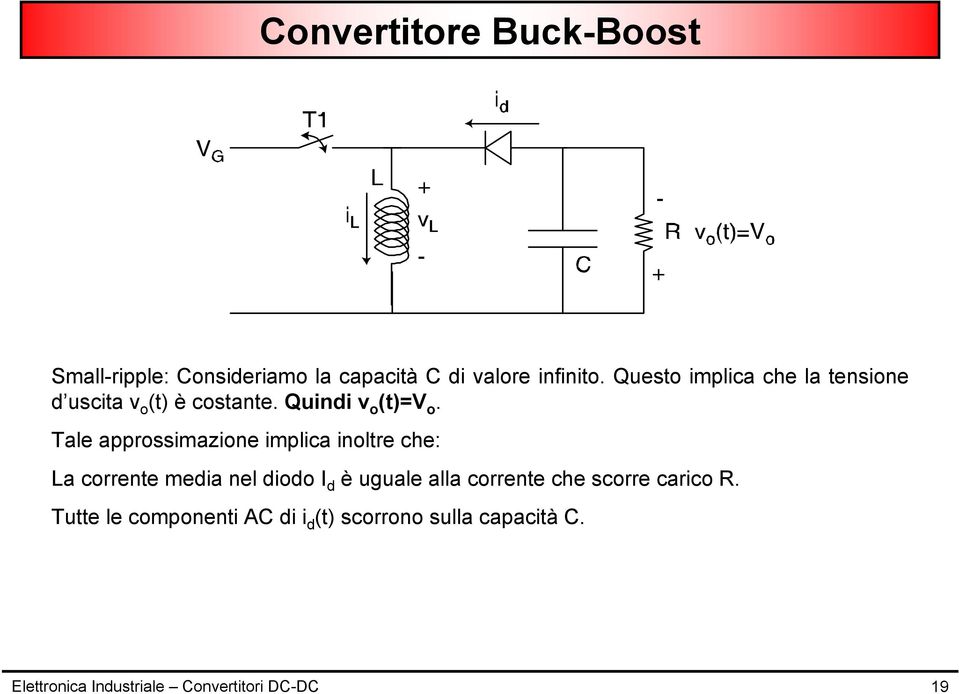 Tale approssimazione implica inoltre che: La corrente media nel diodo I d è uguale alla corrente