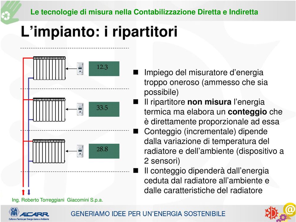 termica ma elabora un conteggio che è direttamente proporzionale ad essa Conteggio (incrementale) dipende dalla