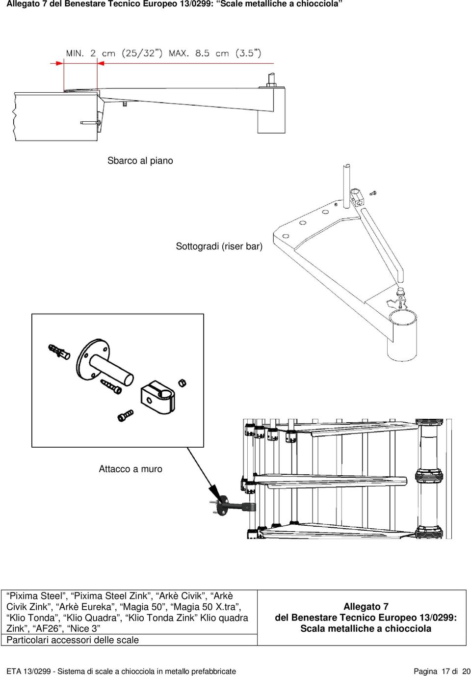tra, Klio Tonda, Klio Quadra, Klio Tonda Zink Klio quadra Zink, AF26, Nice 3 Particolari accessori delle scale Allegato 7 del