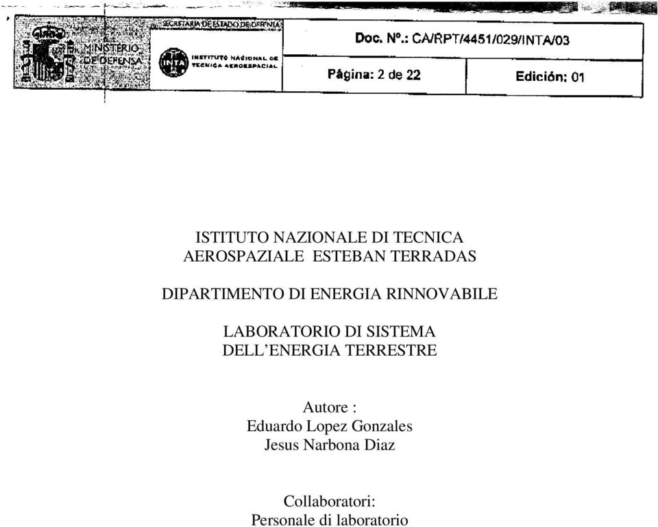 DI SISTEMA DELL ENERGIA TERRESTRE Autore : Eduardo Lopez