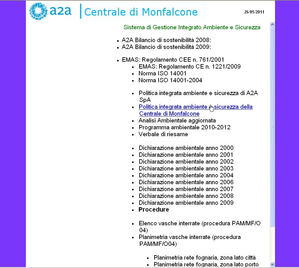 SGA di Centrale: il controllo documentale This information was prepared by A2A and