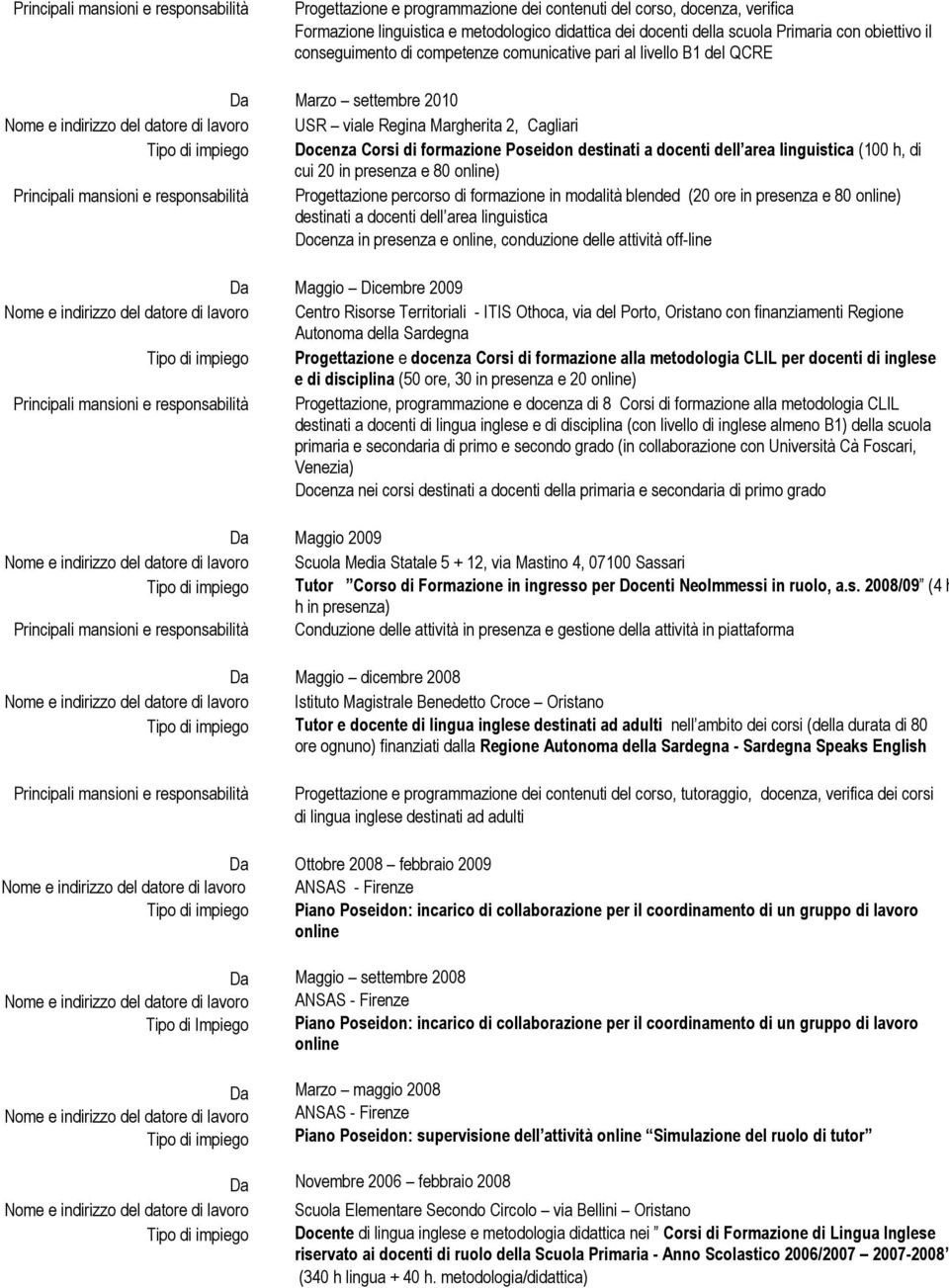 in presenza e 80 online) Progettazione percorso di in modalità blended (20 ore in presenza e 80 online) destinati a docenti dell area linguistica Docenza in presenza e online, conduzione delle