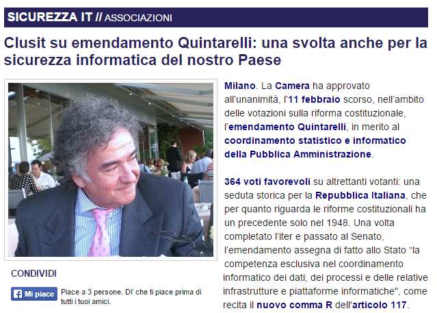 S News Clusit su emendamento