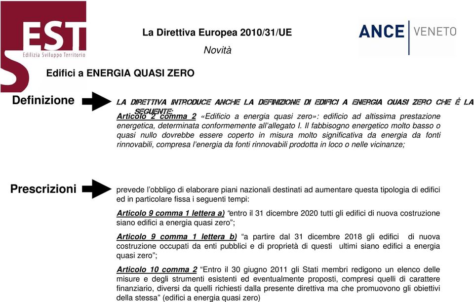 Il fabbisogno energetico molto basso o quasi nullo dovrebbe essere coperto in misura molto significativa da energia da fonti rinnovabili, compresa l energia da fonti rinnovabili prodotta in loco o