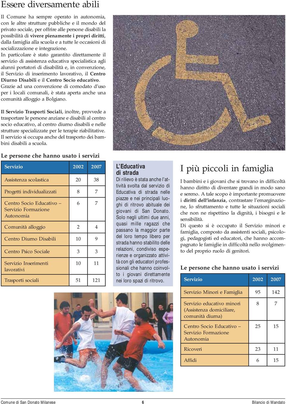 In particolare è stato garantito direttamente il servizio di assistenza educativa specialistica agli alunni portatori di disabilità e, in convenzione, il Servizio di inserimento lavorativo, il Centro