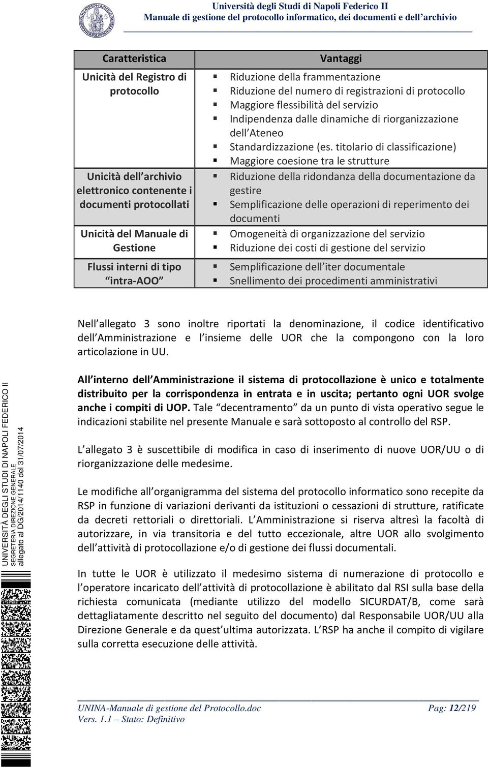 (es. titolario di classificazione) Maggiore coesione tra le strutture Riduzione della ridondanza della documentazione da gestire Semplificazione delle operazioni di reperimento dei documenti