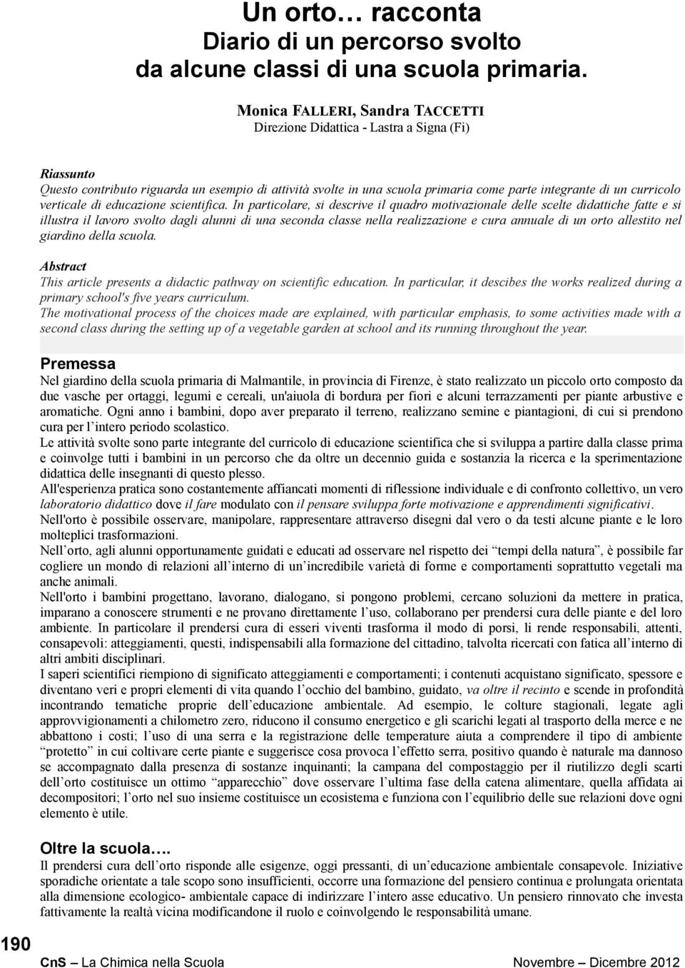 curricolo verticale di educazione scientifica.