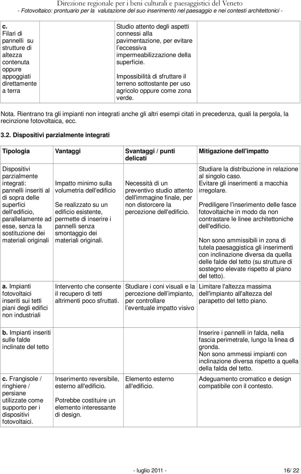 Rientrano tra gli impianti non integrati anche gli altri esempi citati in precedenza, quali la pergola, la recinzione fotovoltaica, ecc. 3.2.