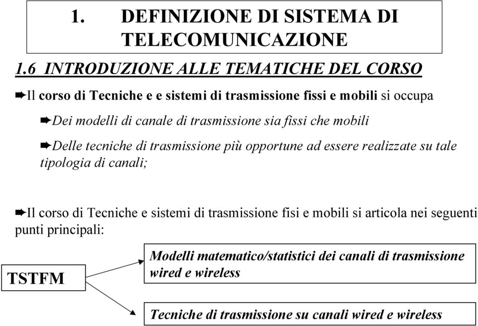 di trasmissione sia fissi che mobili Delle tecniche di trasmissione più opportune ad essere realizzate su tale tipologia di canali; Il