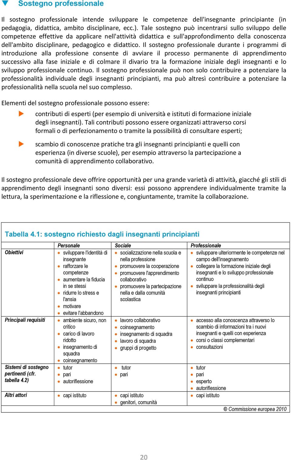 Il sostegno professionale durante i programmi di introduzione alla professione consente di avviare il processo permanente di apprendimento successivo alla fase iniziale e di colmare il divario tra la