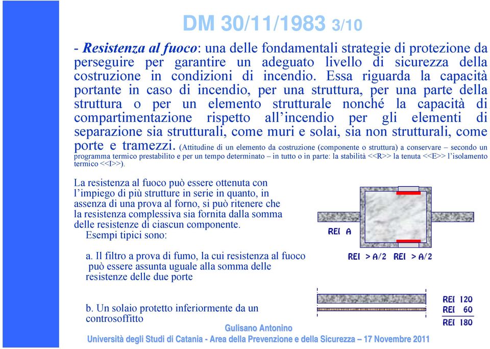 per gli elementi di separazione sia strutturali, come muri e solai, sia non strutturali, come porte e tramezzi.