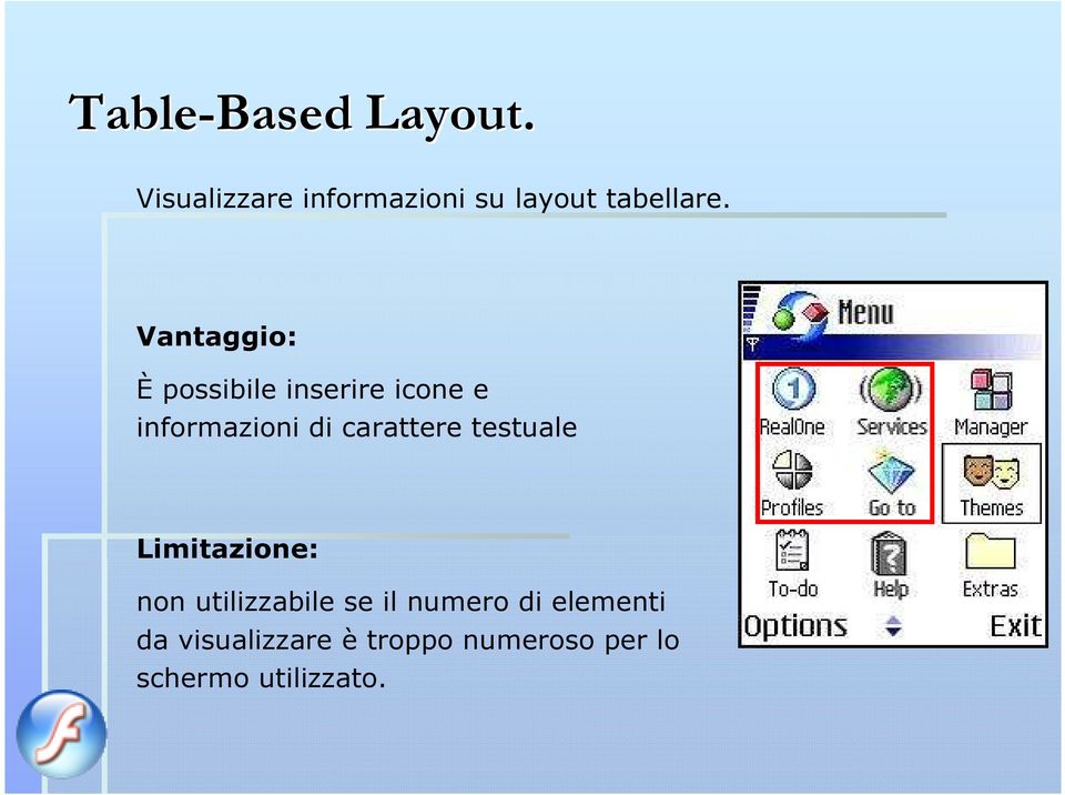 Vantaggio: È possibile inserire icone e informazioni di